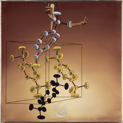 La estructura del ADN. Obra estereoscópica. c. 1975-76 Óleo sobre tela 60 x 60 cm (cada pintura) © Salvador Dalí. Fundació Gala-Salvador Dalí / VEGAP, Figueres, 2016