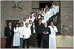 Amidst the chefs, and dressed in black, we see from left to right: Mr Ramos, Ms Bel, Mrs Aguer, Mr Cuixart beside Mr Izquierdo. Top: Mrs Molero and Mr Boixadós.