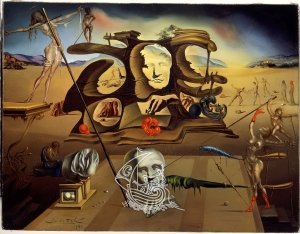 Napoleon's Nose, Transformed into a Pregnant Woman, Strolling His Shadow with Melancholia amongst Original Ruins, 1945. © Salvador Dalí, Fundació Gala‐Salvador Dalí, Figueres, 2015