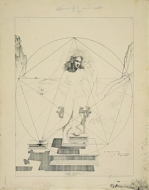 Salvador Dalí, Preparatory drawing for Atomic Leda, 1947