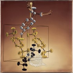 The structure of DNA. Stereoscopic work. c. 1975-76 Oil on canvas 60 x 60 cm (each painting) © Salvador Dalí. Fundació Gala-Salvador Dalí / VEGAP, Figueres, 2016