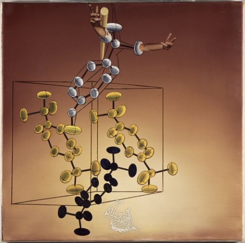 The structure of DNA. Stereoscopic work. c. 1975-76 Oil on canvas 60 x 60 cm (each painting) © Salvador Dalí. Fundació Gala-Salvador Dalí / VEGAP, Figueres, 2016