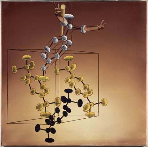 L’estructura de l’ADN. Obra estereoscòpica. c. 1975-76 Oli sobre tela 60 x 60 cm (cada pintura) © Salvador Dalí. Fundació Gala-Salvador Dalí / VEGAP, Figueres, 2016