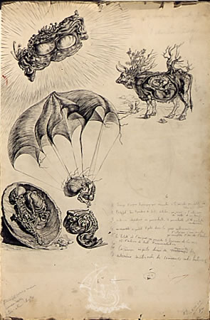 <em>Suvenir</em> <em>intrauterins</em> <em>de</em> <em>Salvador</em> <em>Dalí</em>. Il·lustració per a la primera edició de "The Secret Life of Salvador Dalí"