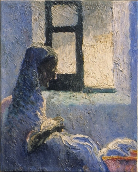 Portrait of Grandmother Anna Sewing