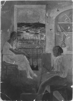 El artista en su estudio de la Riba d'en Pichot en Cadaqués