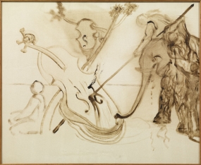 Untitled. Figure on an Elephant Attacking a Cello (unfinished)