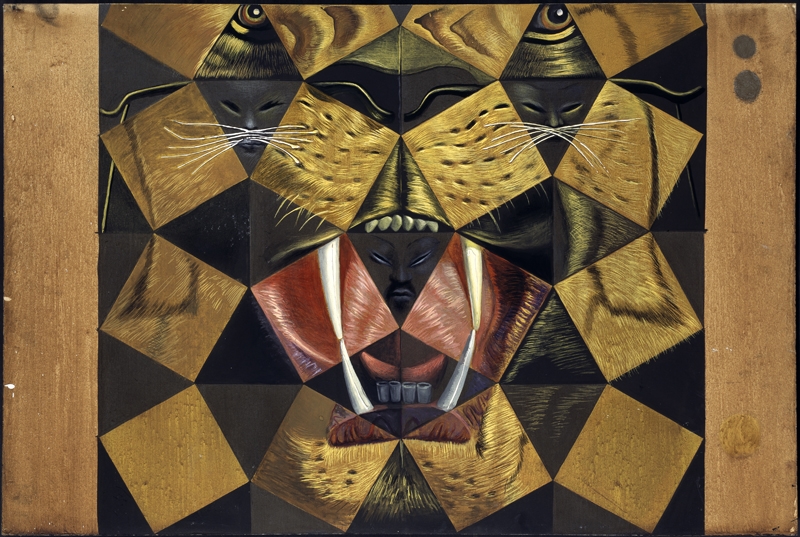 Étude pour «50 tableaux abstraits qui, à deux mètres de distance, se transforment en trois Lénine déguisés en chinois et, à six mètres, dessinent la tête d’un tigre royal»
