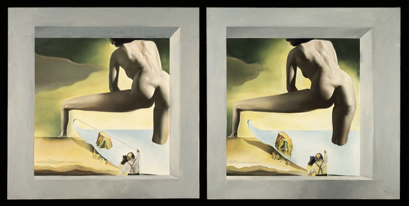 Dalí soulevant la peau de la Méditerranée pour montrer à Gala la naissance de Vénus. Œuvre hyperstéréoscopique